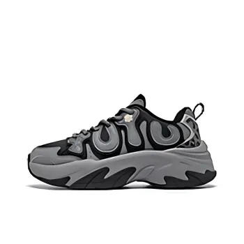 QIAODAN Water Resistant Height Increasing Lightweight Low Top Chunky Sneakers Women's Black Gray Color