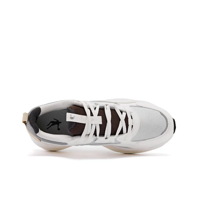 QIAODAN Cushioning Anti Slip And Wear Resistant Low Top Casual Running Shoes Women's White Gray-3