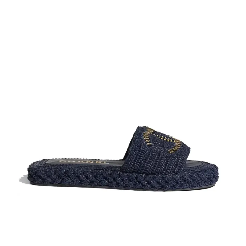 CHANEL Slide Slippers Women's Marine Blue-1
