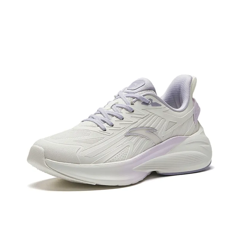 ANTA Stinger 5 Running Shoes Women's Low Top Ivory White/Light Purple Gray-1