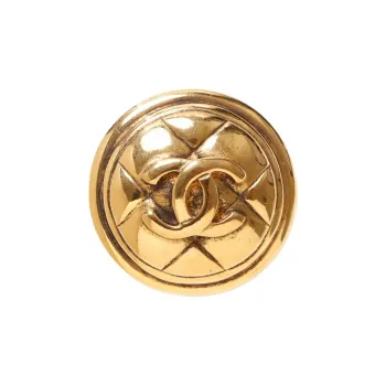 CHANEL 20th Century Plated Cc Quilted Clip On Earrings Costume Earrings