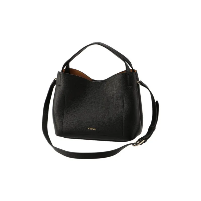 Furla Leather Shoulder Bag Women's Black-4