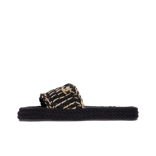 CHANEL Slide Slippers Women's Black/Gold