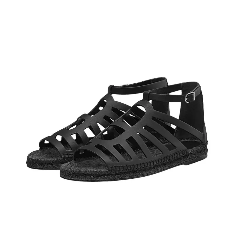 HERMES Costanza Roman Sandals Women's Black-2