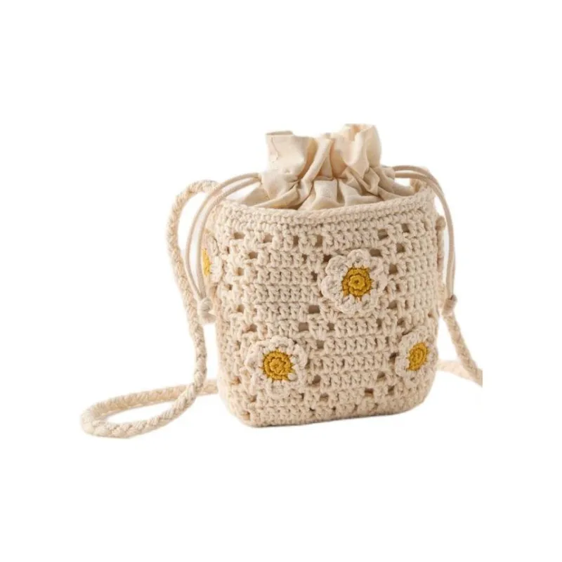 ZARA Polyester Bucket Bags Shoulder Bag Crossbody Bag Women's Light Beige Yellow-1