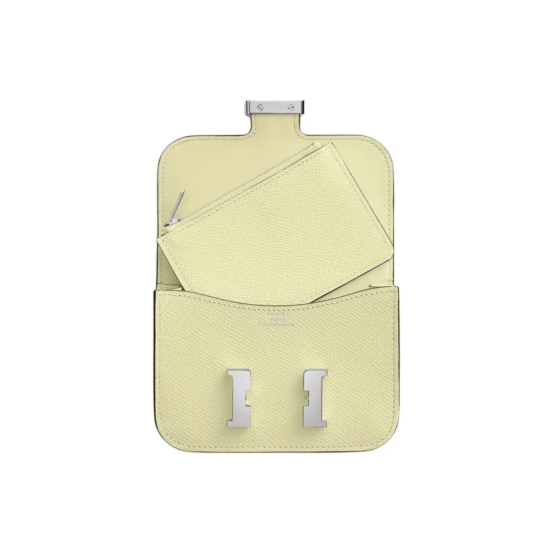 HERMES Constance Slim Epsom Calfskin Clutch Wallet One Shoulder Crossbody Fanny Pack Women's Light Yellow-2