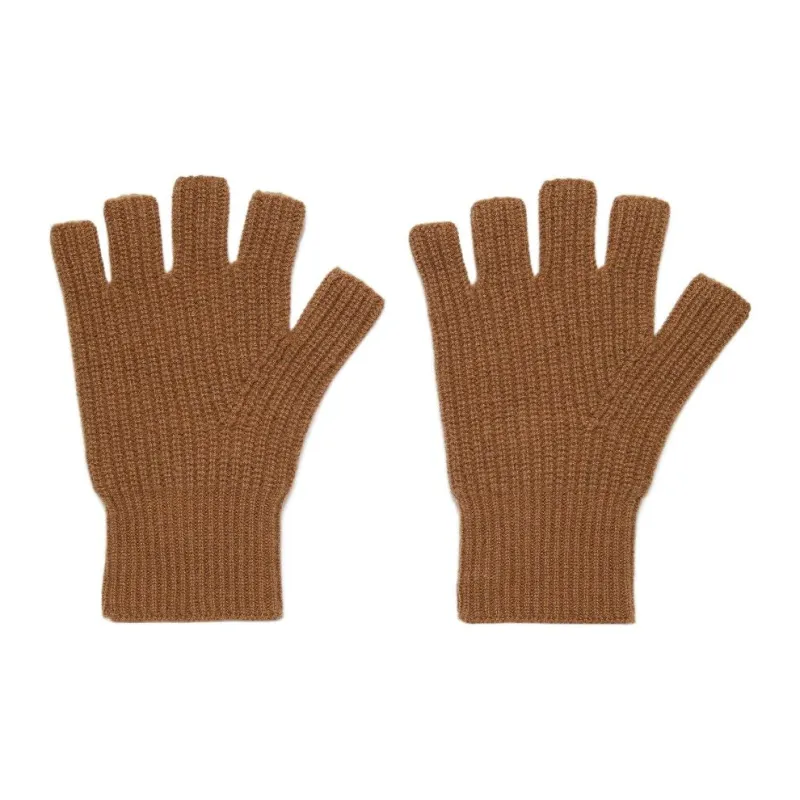 VINCE Cashmere Knit Gloves Women's Brown-1