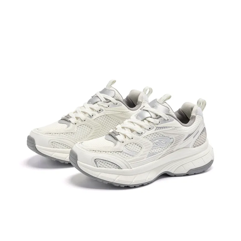 QIAODAN Kaiyuan 2K Coverage Rebound Wear-Resistant Lightweight Slip-Resistant Low-Top Casual Shoes Women's White Gray-2