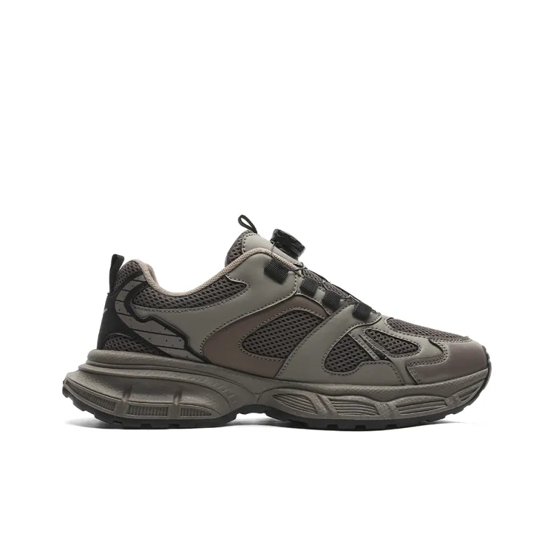 Warrior Breathable Height Increase Low Top Chunky Sneakers Men's Brown Black-1