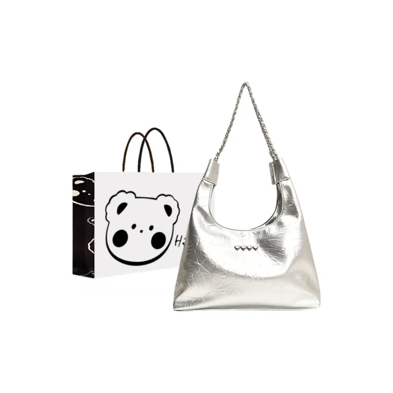 NX DOUGHNUT PU Shoulder Bag Women's White/Black/Silver-3