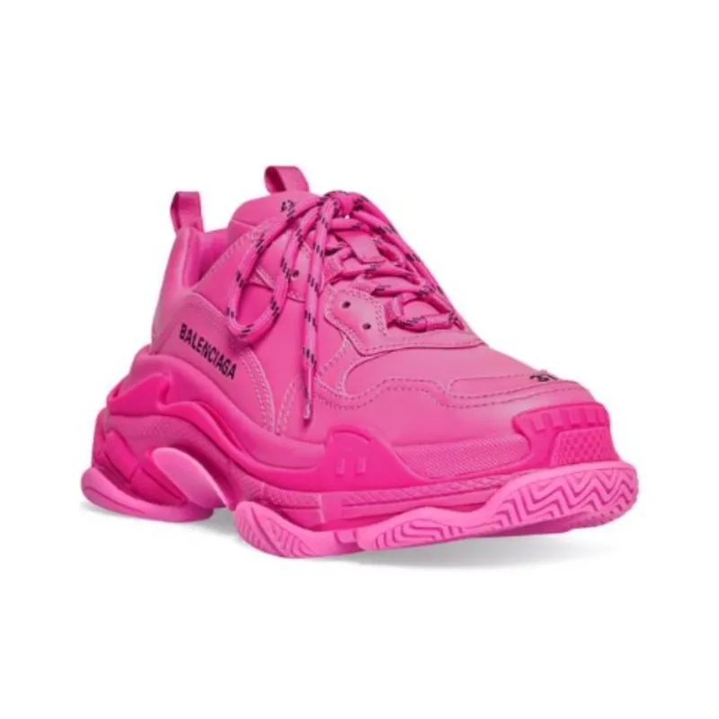 Balenciaga Triple S Faux Leather Dark Pink Women's-2