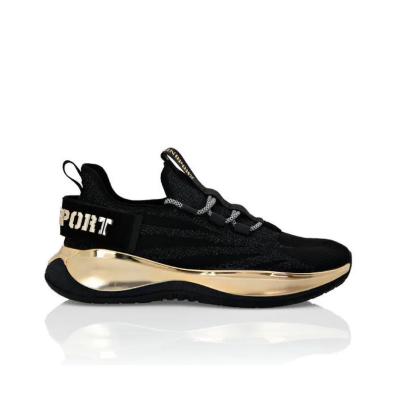 PLEIN SPORT Slip Resistant Low Top Casual Shoes Unisex Black/Light Gold-1