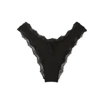 Victoria's Secret DREAM ANGELS Lace Trim Brazilian Panty / Black Underpants Women's 1 Pack Black