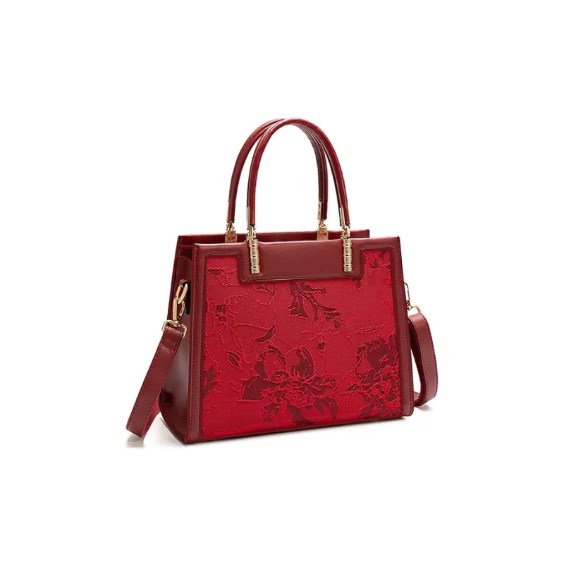 Vigno Synthetic Leather Handbag One Shoulder Crossbody Regular Women's Red-1