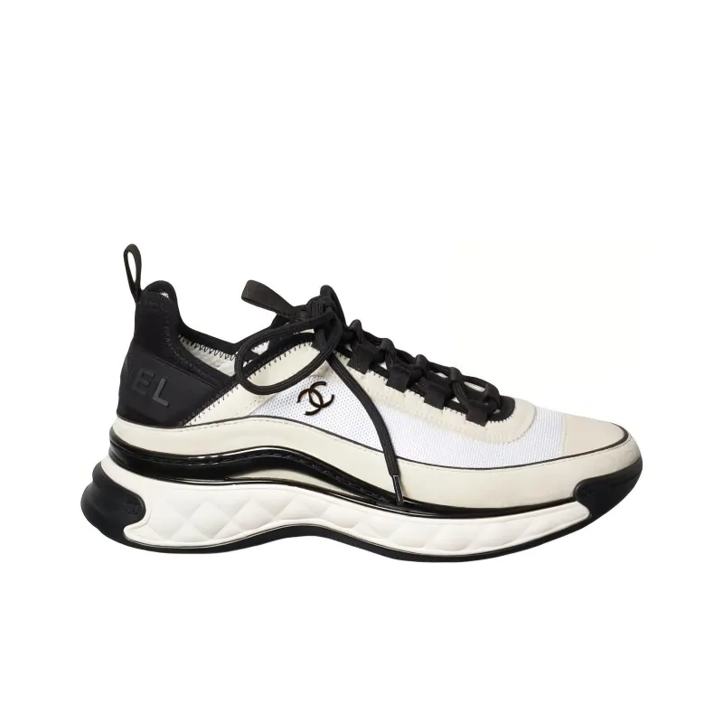 CHANEL Low Top Sports Casual Shoes Men's Beige White Black-1