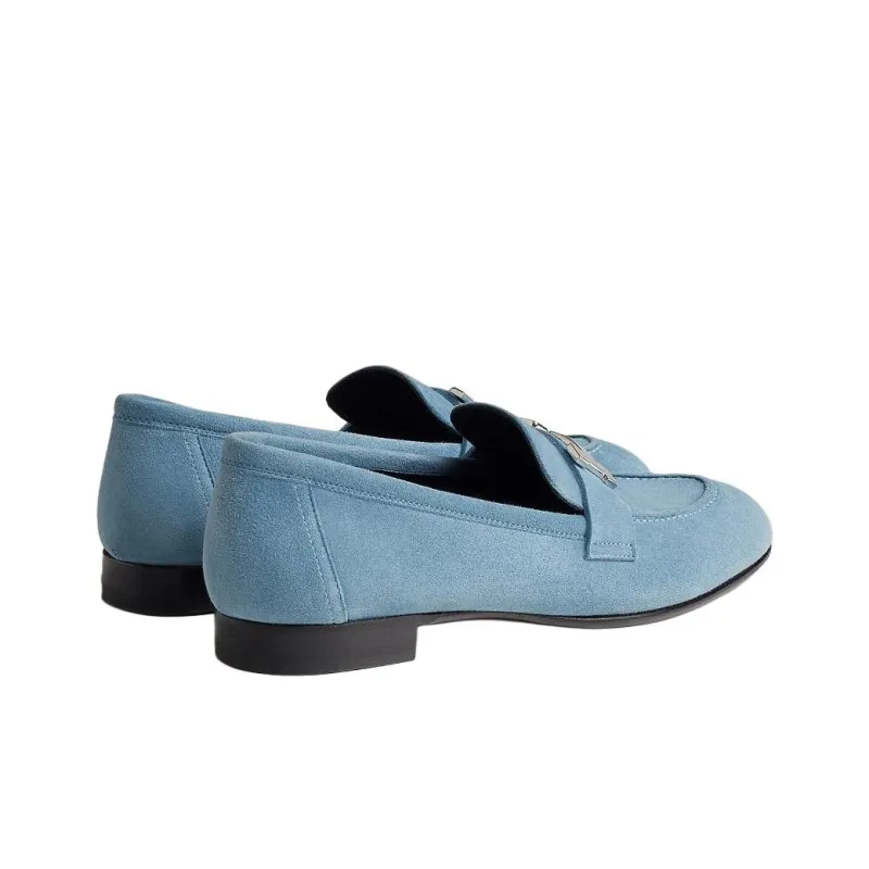 HERMES Paris Loafers Women's Blue-2