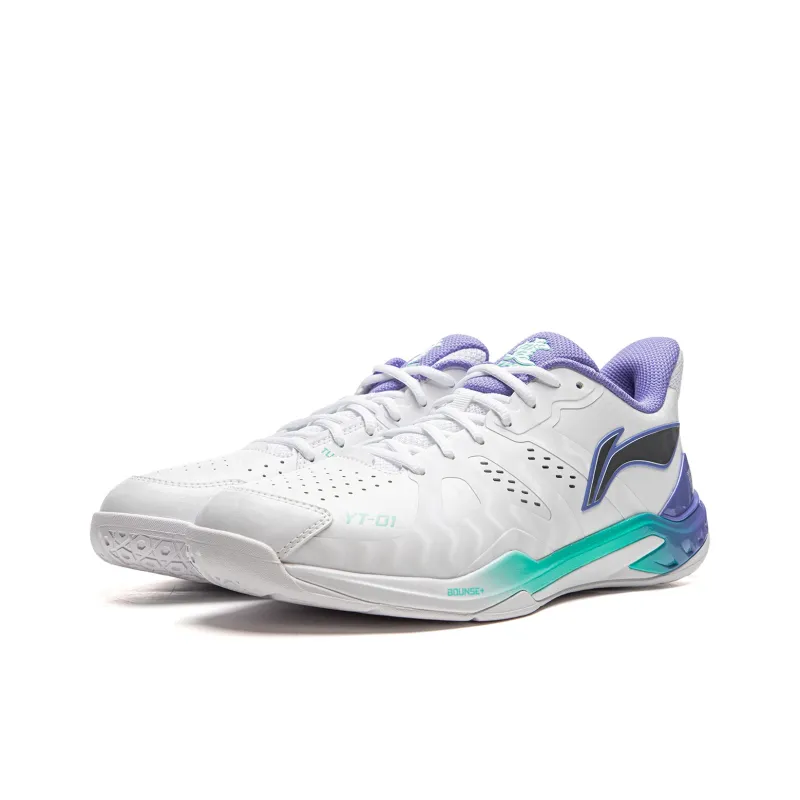 LiNing Anti-Slip Wear-Resistant Breathable Lightweight Low-Top Badminton Shoes Unisex White Purple-2