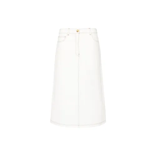 TOTEME Low Rise Contrast Stitched Midi Skirt