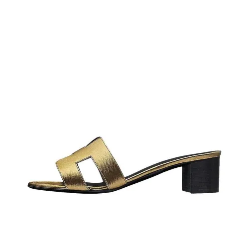 HERMES Oasis Slide Slippers Women's Gold