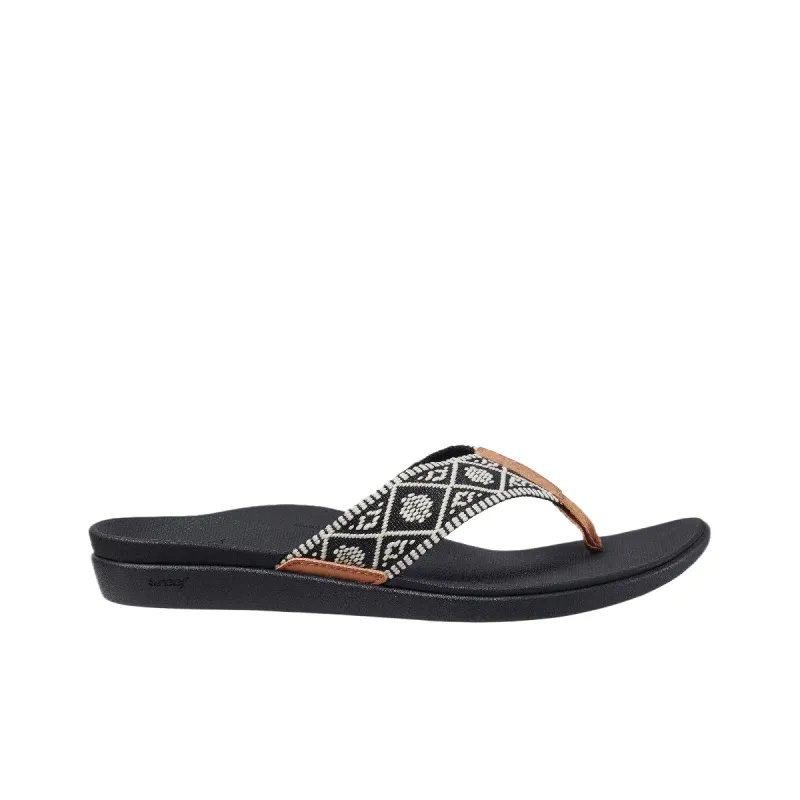 REEF Slip-Resistant Flip Flops Women's Black White-1