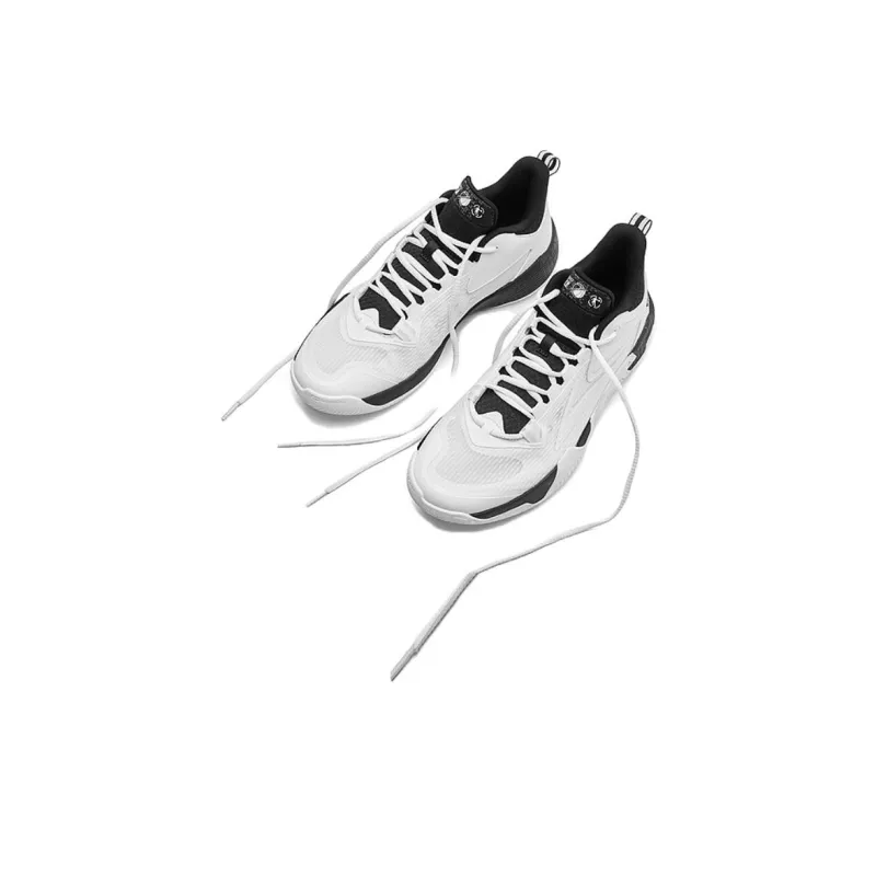QIAODAN Cushioning Wear Resistant High Top Basketball Shoes Men's White Black-4