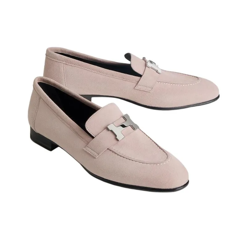 HERMES Paris Loafers Women's Pink-3