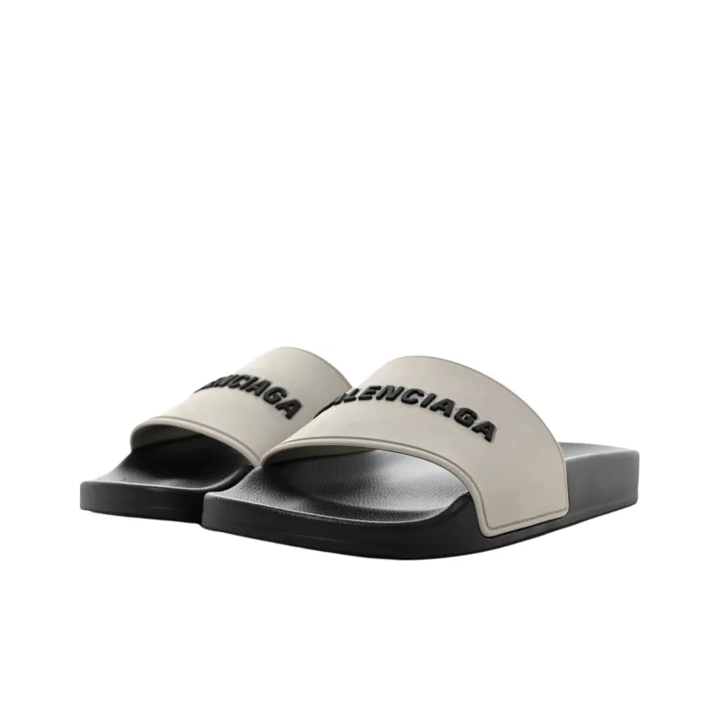 Balenciaga Pool Slides Logo Grey Black-2