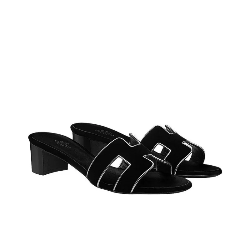 HERMES Oasis Nappa Slide Slippers Women's Black-2