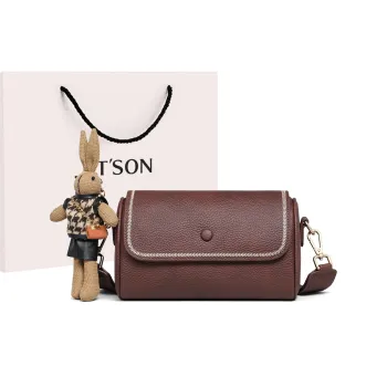 PT'SON Cow Leather Patchwork Synthetic Leather Shoulder Bag Crossbody Bag Regular Women's Coffee