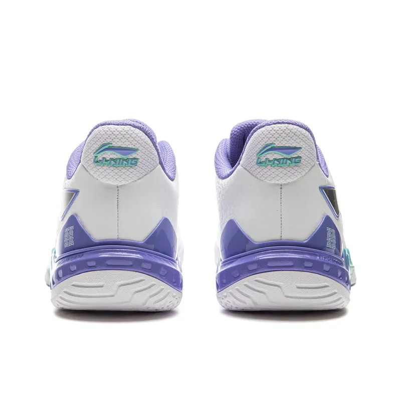 LiNing Anti-Slip Wear-Resistant Breathable Lightweight Low-Top Badminton Shoes Unisex White Purple-5