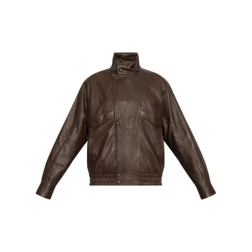 SAINT LAURENT Leather Jackets Women's Chocolate Brown