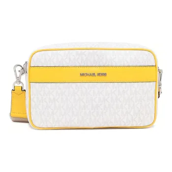 MICHAEL KORS Kenly Leather Camera Bags Crossbody Bags Large Size Women's White/Yellow