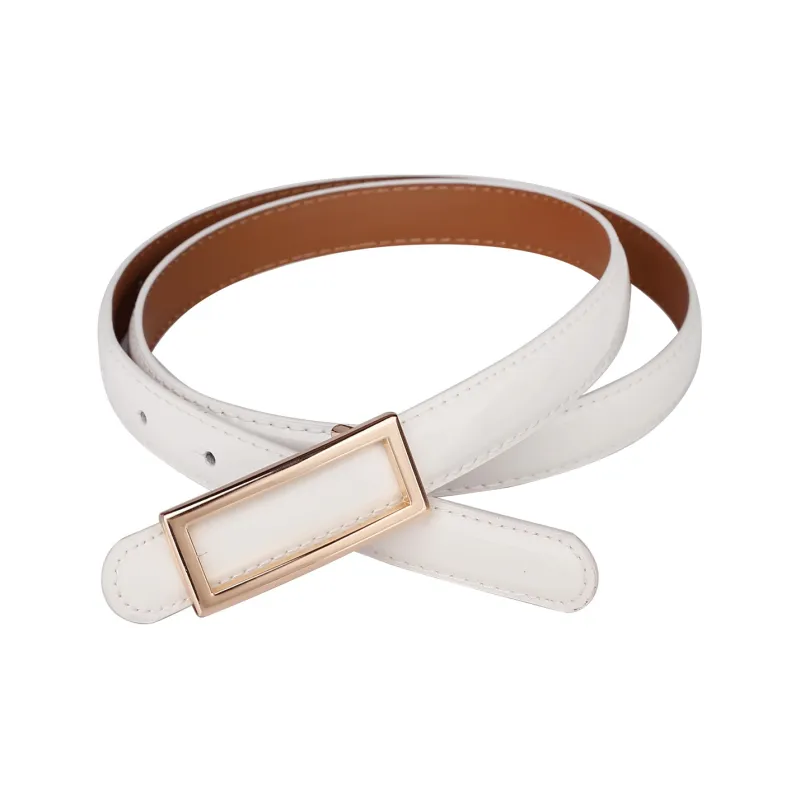 Jaylen Oos Patent Leather Fashion Smooth Buckle Cow Leather Thin Belt Women's 1.9cm-12