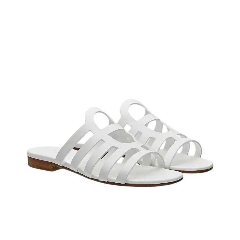 HERMES Slide Slippers Women's White-2