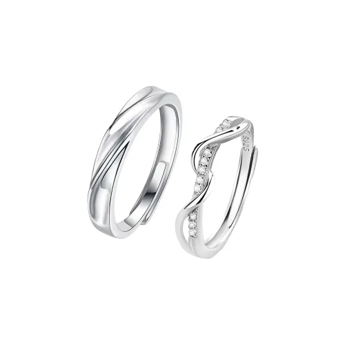 MAGICPOLE 925 Sterling Silver Zircon Rings Unisex Silver