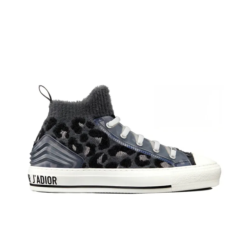 DIOR Walk'n'Dior Platform Shoes High-Top Stylish Skateboarding Shoes Women's Gray Blue-1