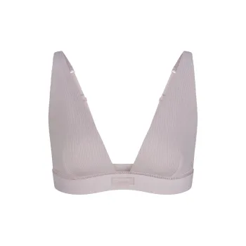 SKIMS COTTON RIB PLUNGE BRALETTE Bra Women's 1 Pack OYSTER/Shell Color