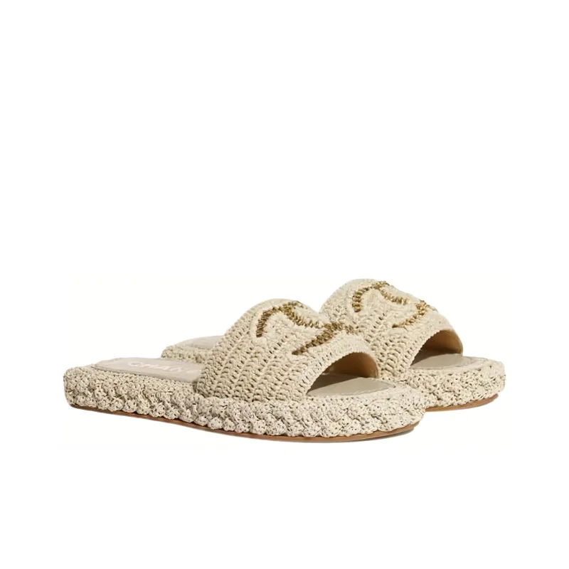 CHANEL Slide Slippers Women's Light Beige-2