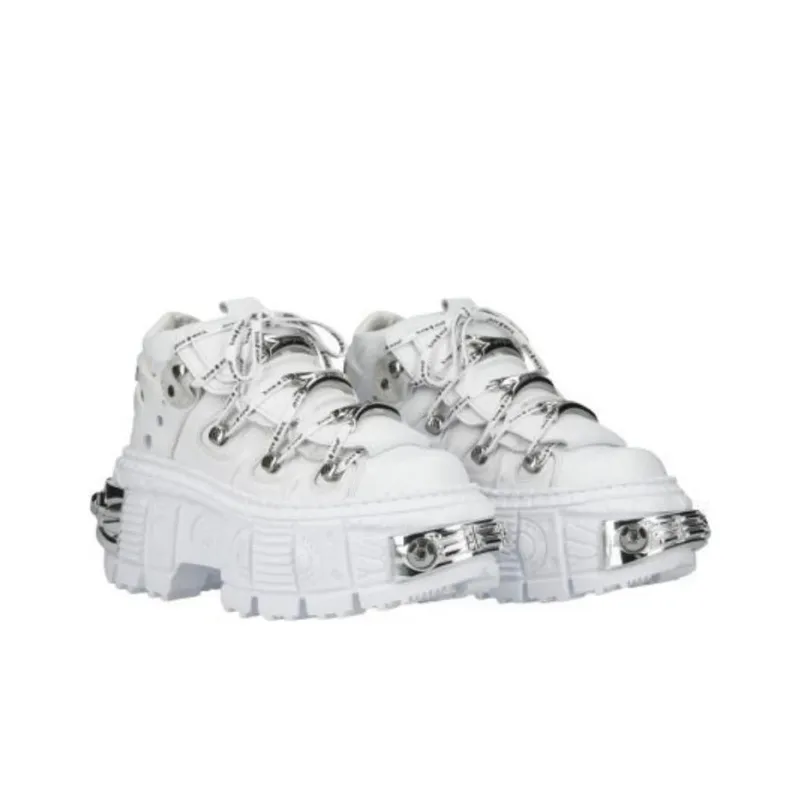 NEW ROCK Low Top Casual Shoes Unisex White-2