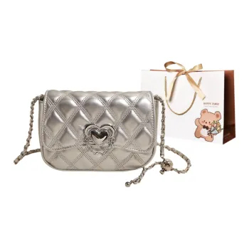 ERANGBEAR PU Small Square Bag Shoulder Bag Women's Silver/Red/Black/Ecru
