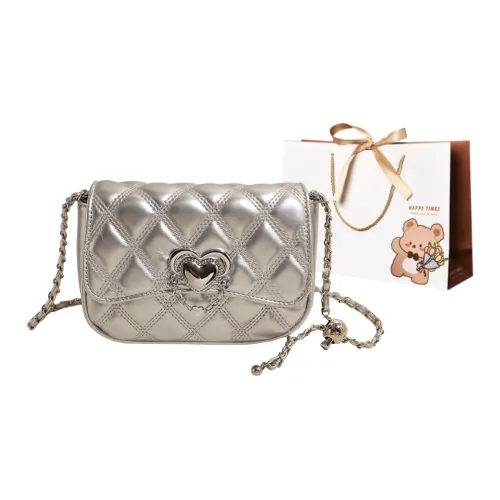 ERANGBEAR PU Small Square Bag Shoulder Bag Women's Silver/Red/Black/Ecru