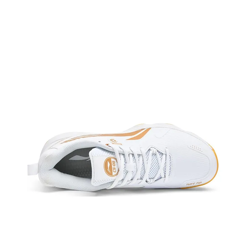 LiNing Anti-Slip And Wear-Resistant Cushioning Support Low-Top Badminton Shoes Unisex White Gold-2