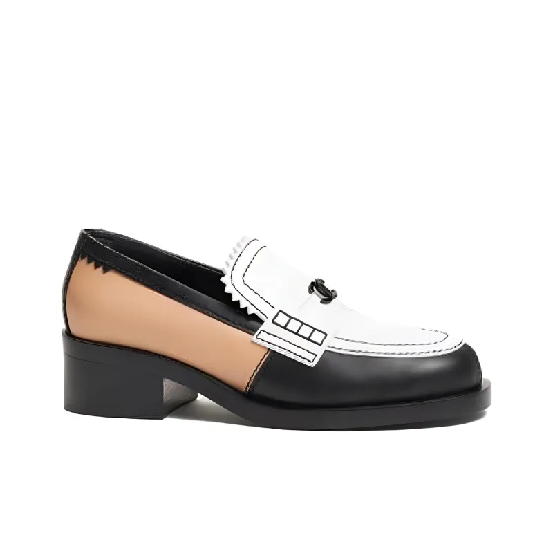 CHANEL Loafers 4.5cm Women's Black White-1