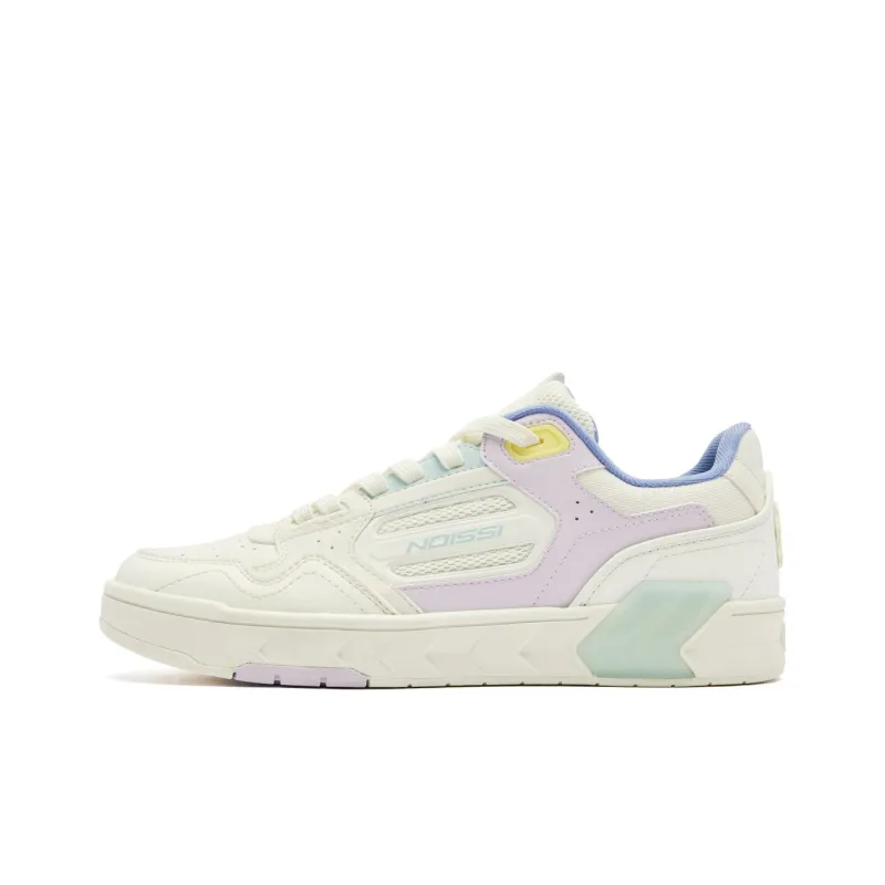 QIAODAN Anti-Slip Wear-Resistant Low-Top Skateboard Shoes Women's Beige Purple-0