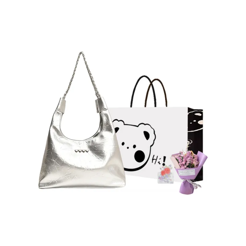 NX DOUGHNUT PU Shoulder Bag Women's White/Black/Silver-16