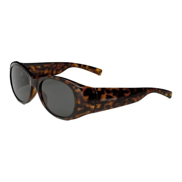 SAINT LAURENT Injection Molded Recycled Acetate Oval Sunglasses Women's Tortoiseshell-0