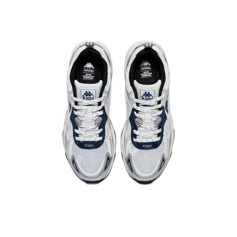 Kappa Anti-Slip Wear-Resistant Low-Top Chunky Sneakers Unisex Blue And White Silver-3