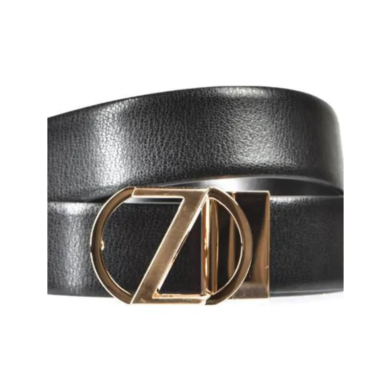 Zegna Solid Color Design, Pin Buckle Calfskin Leather Belts Men's Black-2