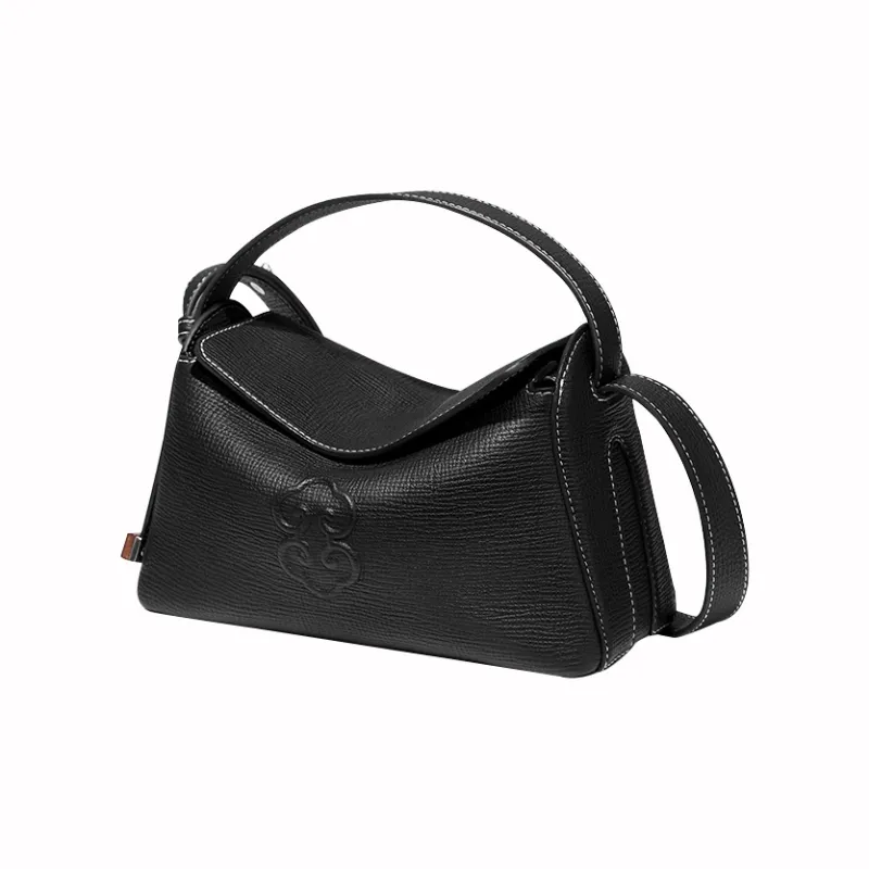 Look Grain Top Grain Cow Leather Crossbody Bag, One Shoulder Handbag Women's White/Brown/Black-13