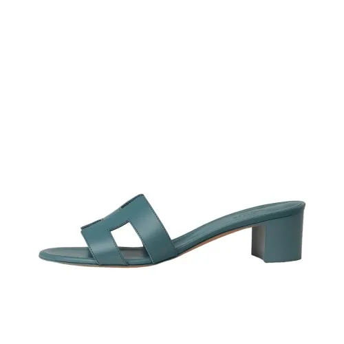 HERMES Oasis Slide Slippers Women's Blue Pine